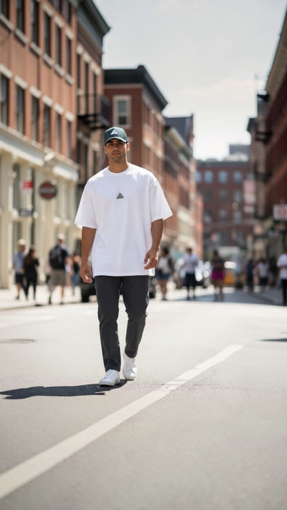 White w/ Gray  - Premium Oversized Shirt – 100% Cotton | Luxury Cut & Finish