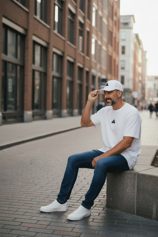 Premium Snapback Cap – White | Matte Black Logo
