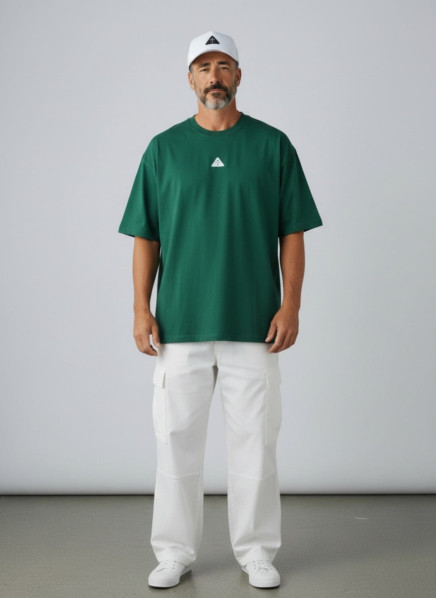 Green w/ White  - Premium Oversized Shirt – 100% Cotton | Luxury Cut & Finish