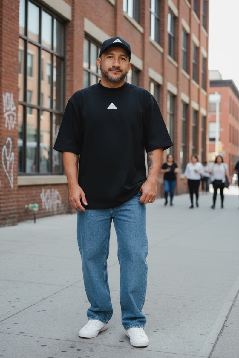 Black w/ White Logo - Premium Oversized Shirt – 100% Cotton | Luxury Cut & Finish