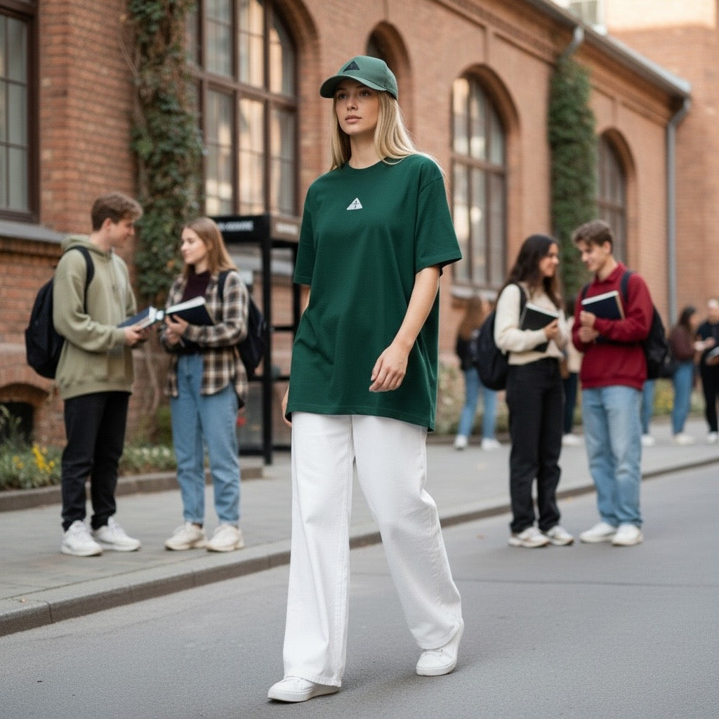 Green w/ White  - Premium Oversized Shirt – 100% Cotton | Luxury Cut & Finish