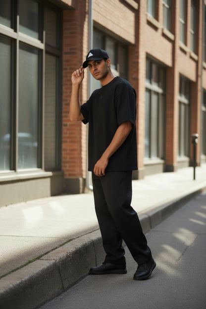 Black w/ Black Mate - Premium Oversized Shirt – 100% Cotton | Luxury Cut & Finish