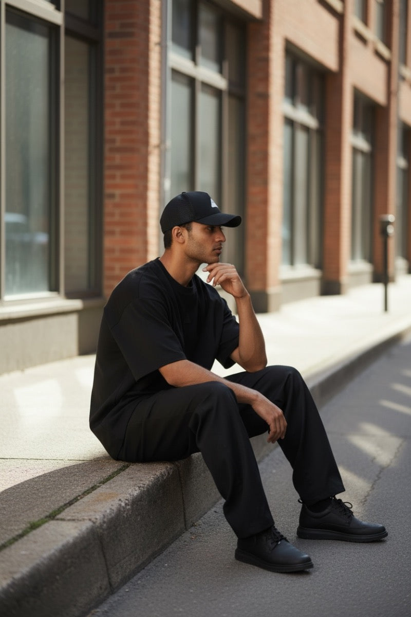 Black w/ Black Mate - Premium Oversized Shirt – 100% Cotton | Luxury Cut & Finish